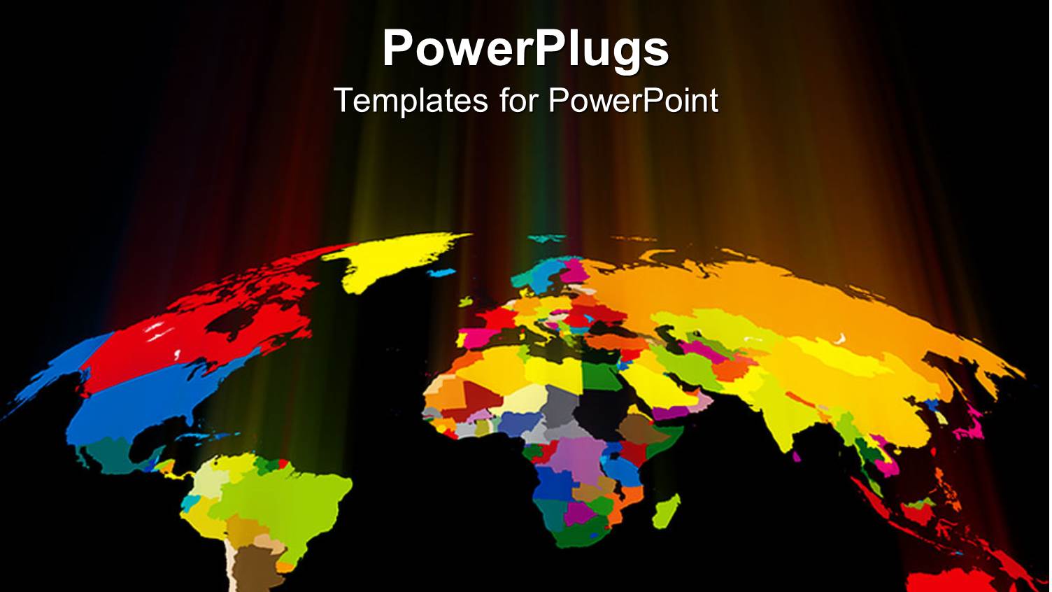 World Map Showing Countries in Different Colors on a Black Background