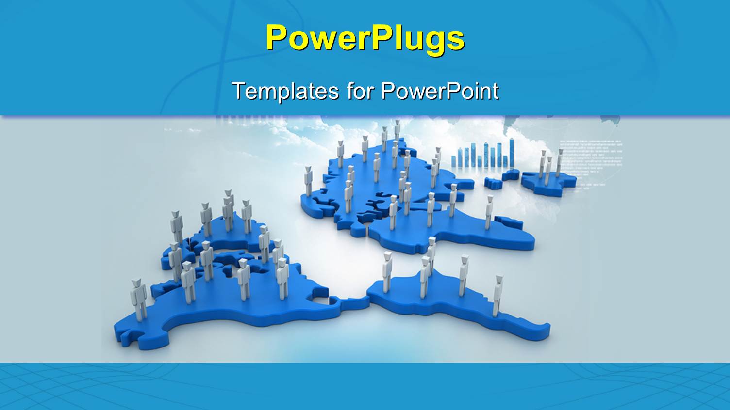 a Blue World Map with Lots of People Standing on them