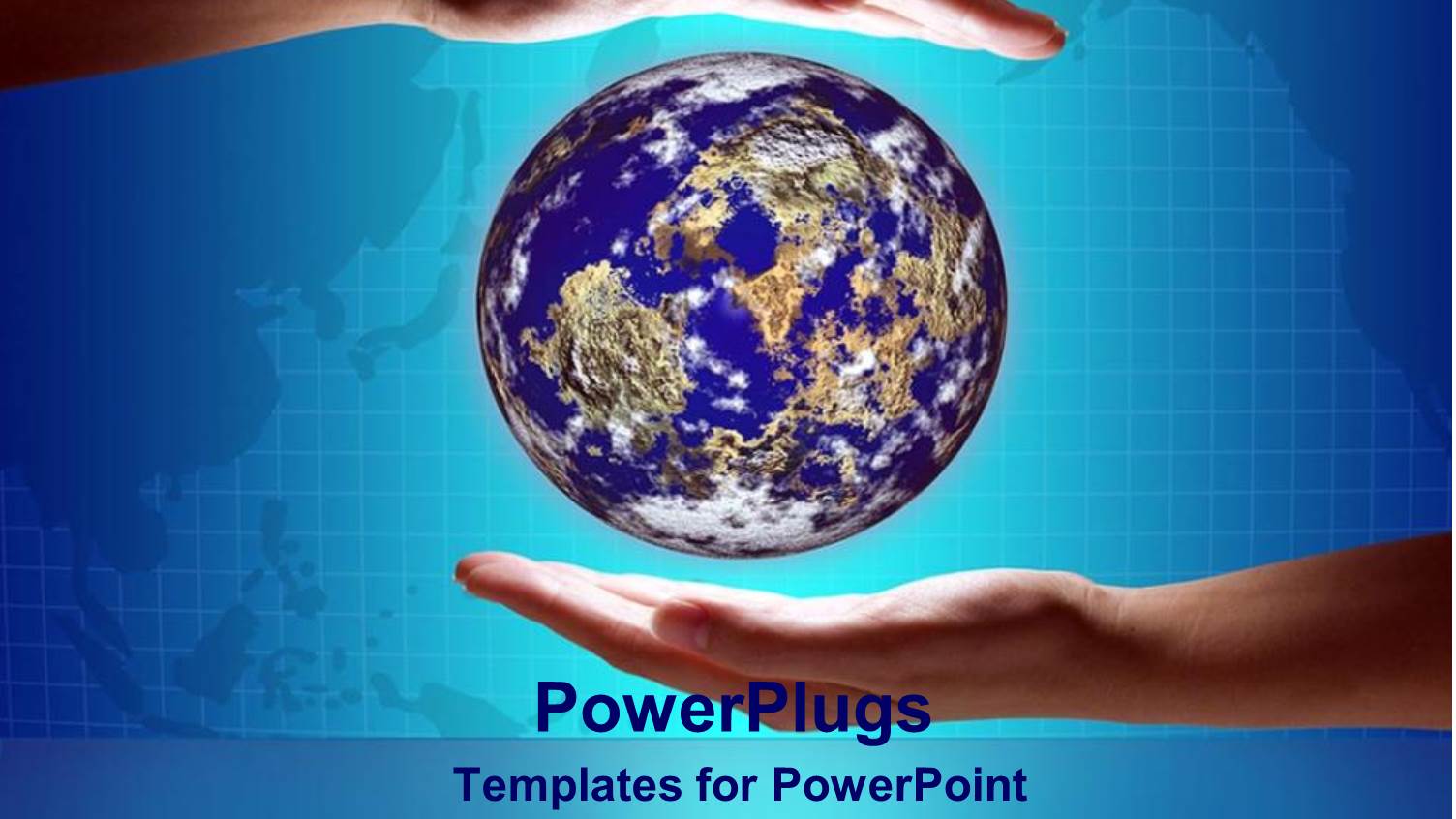 the World in Two Hands on Blue Background Power Globe Direction