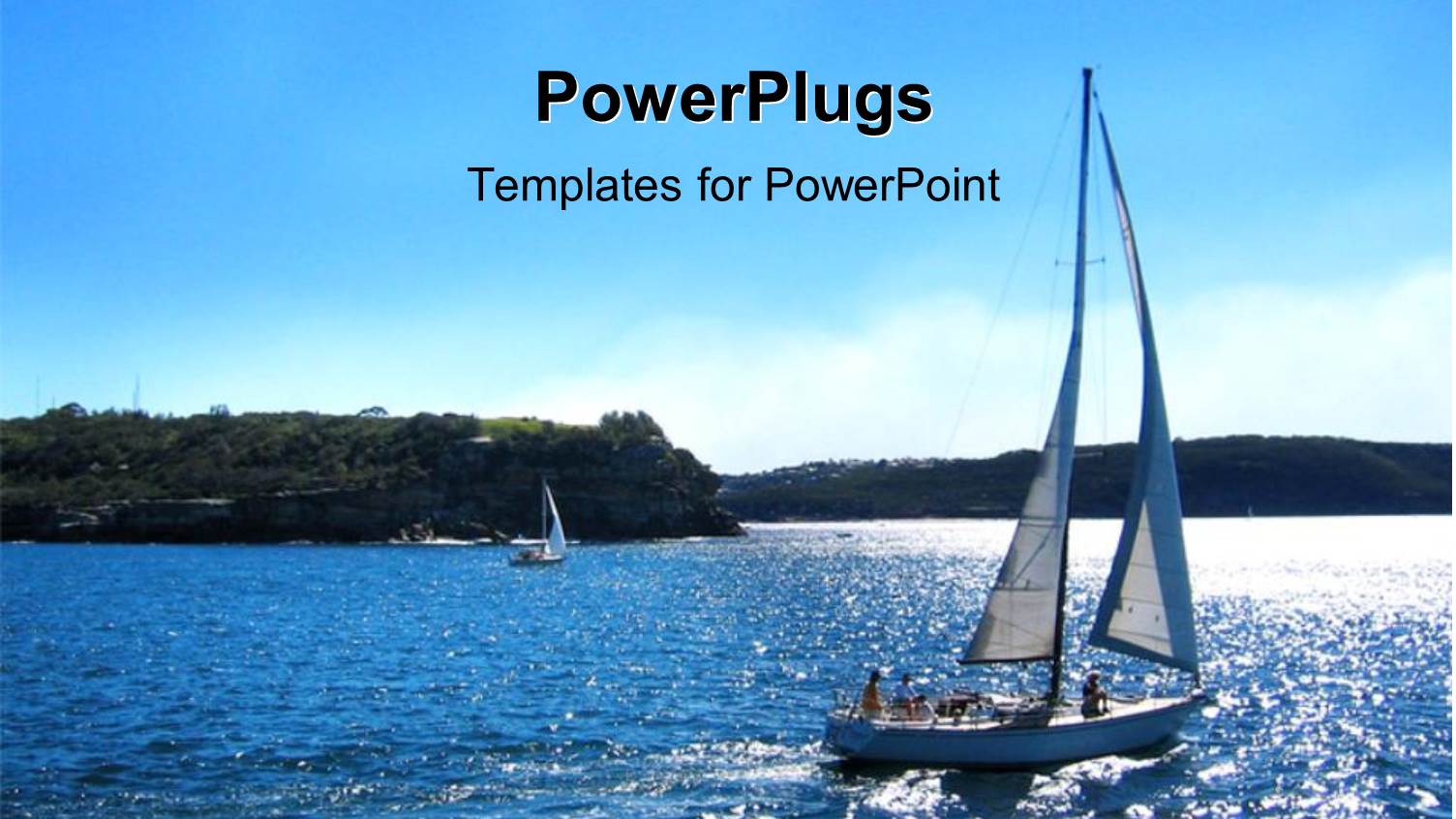 Yatcht in Blue Sea with Watter Ripples and Trees in Distance