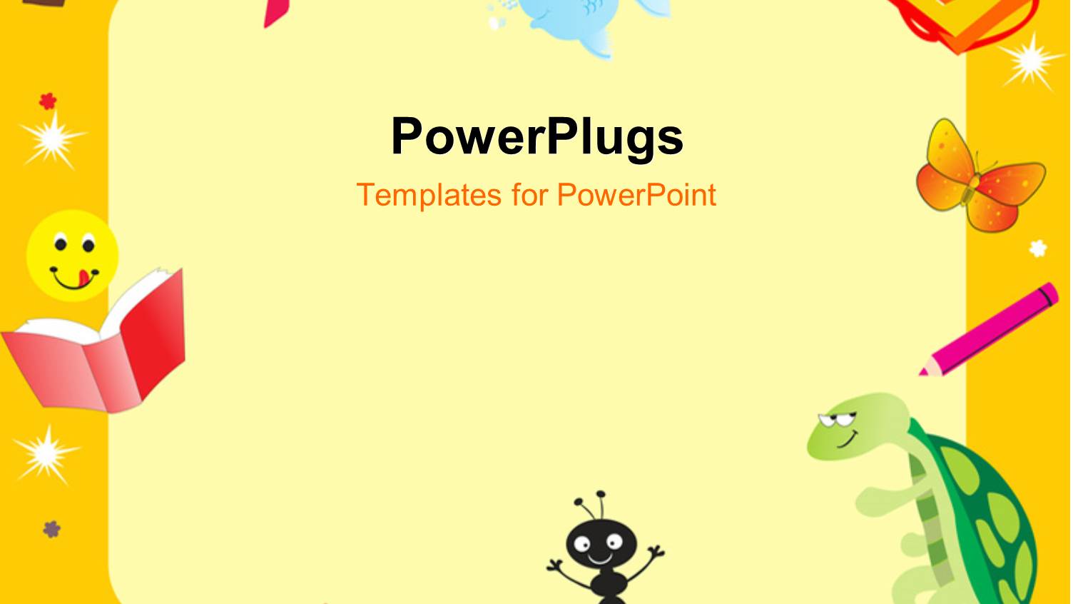 Yellow Abstract Frame for Kid with Books and Color Pens