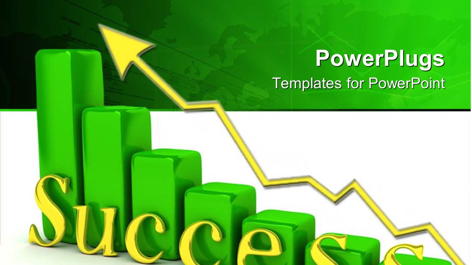 Yellow Arrow with Green Bars and Yellow Success Text