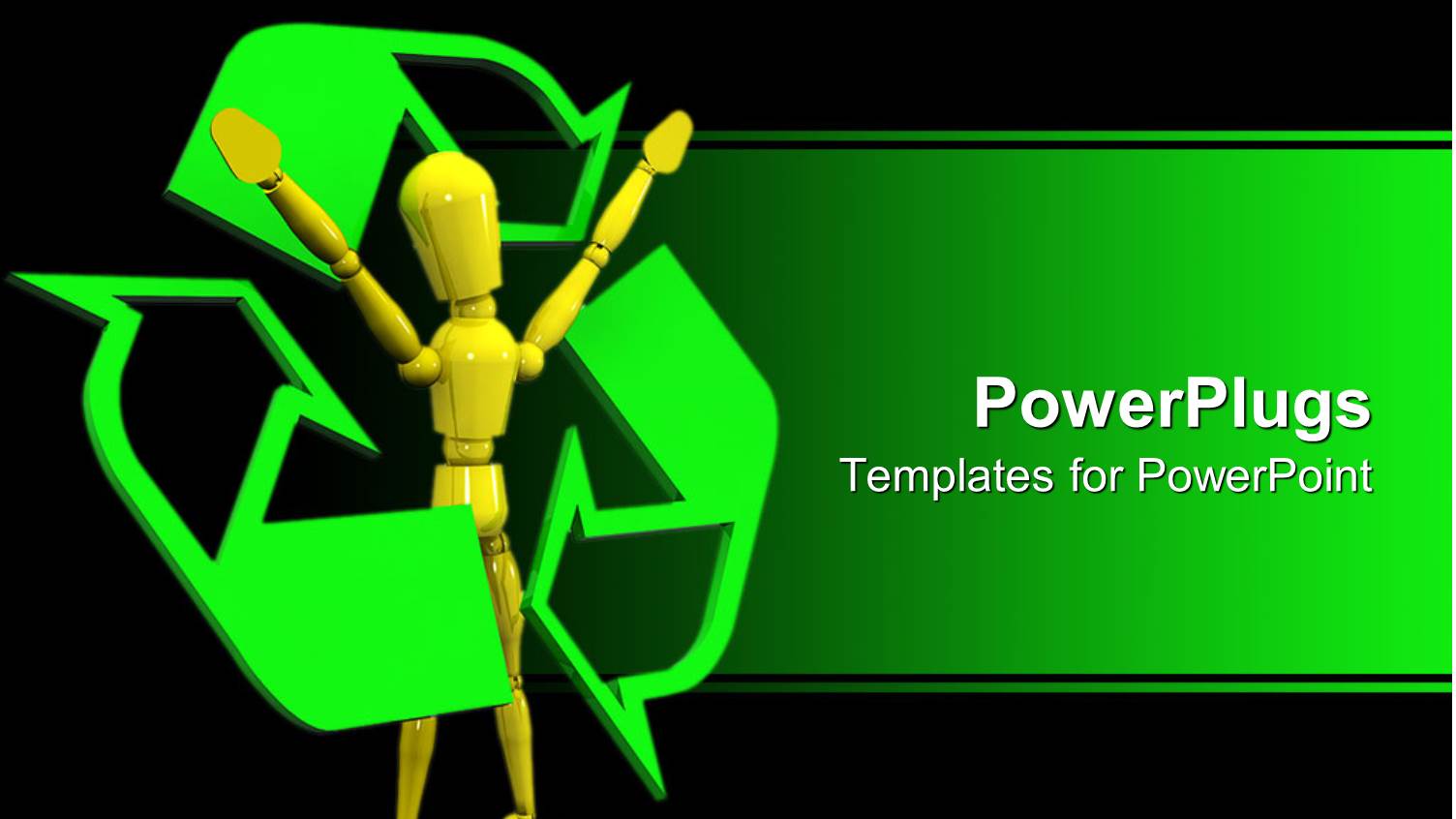 Yellow Figure Surrounded by Green Recycling Symbol on Black Background