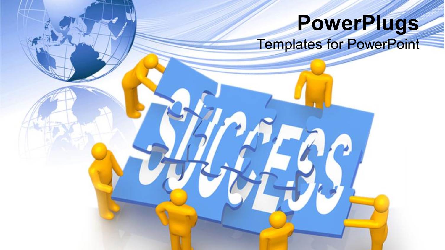 Yellow Human Figures Holding Pieces of Puzzles Together Forming the Text Success