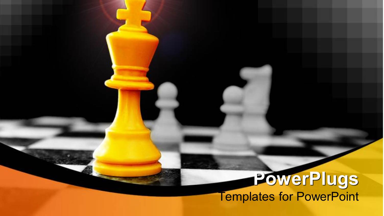 Yellow King Chess Piece Stand with White Pawns and Knight