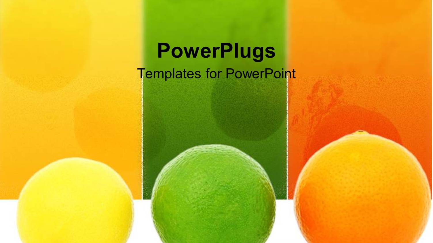 Yellow Lemon, Green Lime and Orange on White Table with Yellow, Green and Orange Background