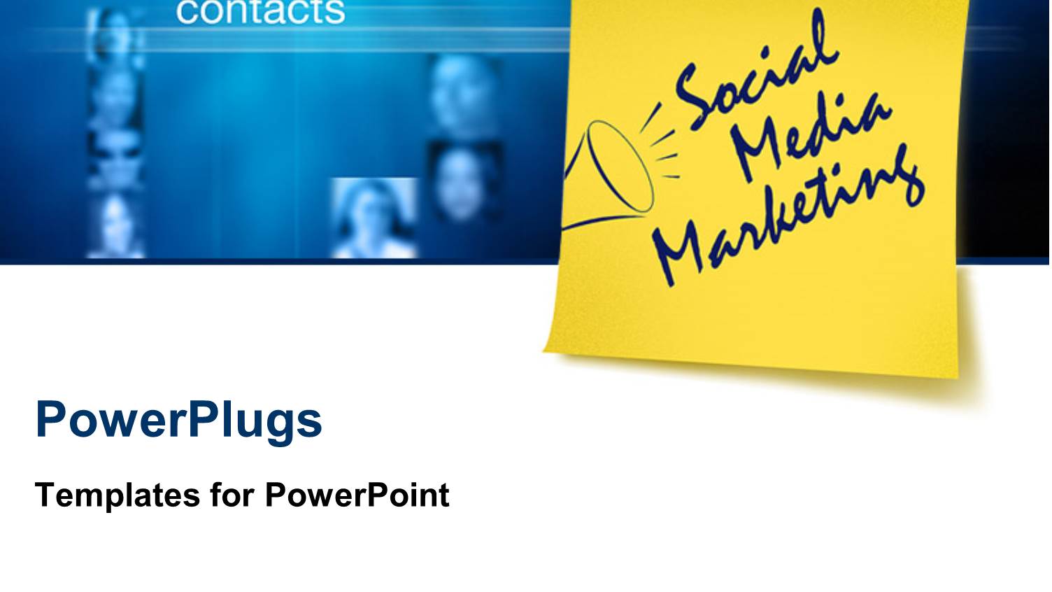 Yellow Notice Tag with Text Social Media Marketing Over Blue and White Surface