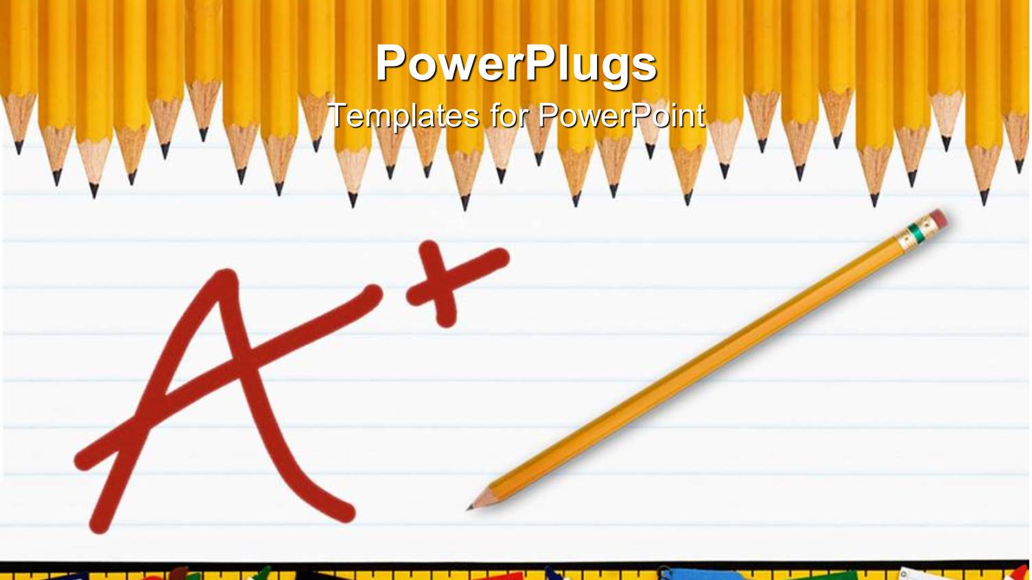 Yellow Pencil on Paper Written a+ with Many Yellow Pencils in Background