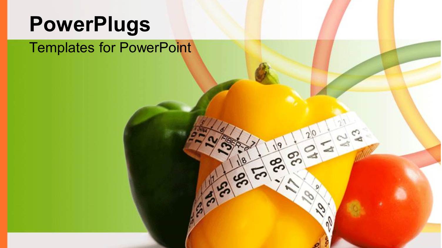 Yellow Pepper with Measuring Tape Around it with Green Pepper and Tomato