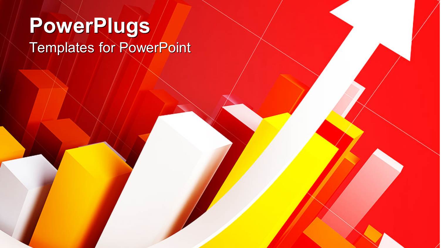 Yellow and Red Bar Charts with White Upward Pointing Arrow