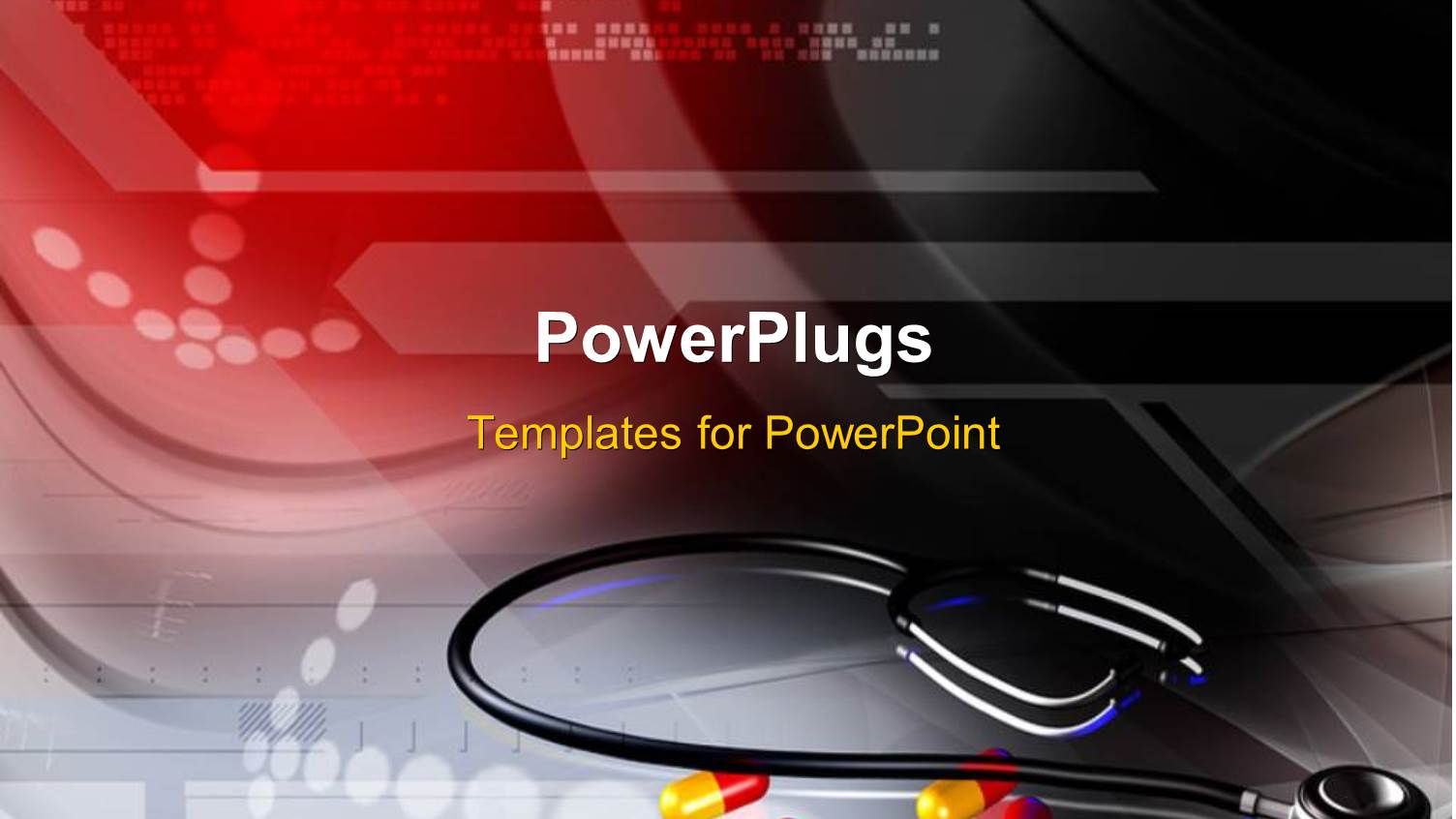 Yellow and Red Capsule with Stethoscope on Digital Background 