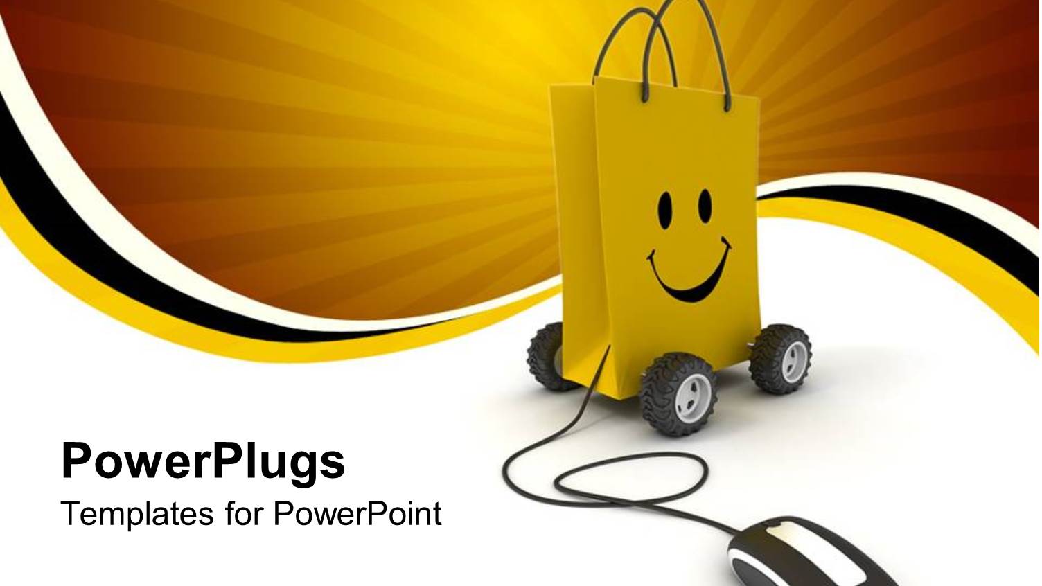 a Yellow Shoing Bag Connectd to a Wired Mouse