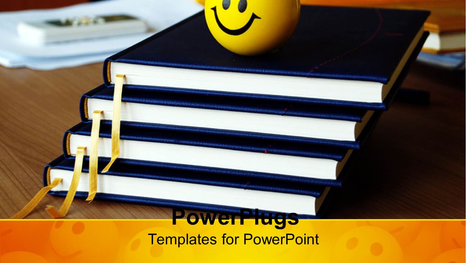 Yellow Smiley Face on Top of Stack of Books, Business, Education