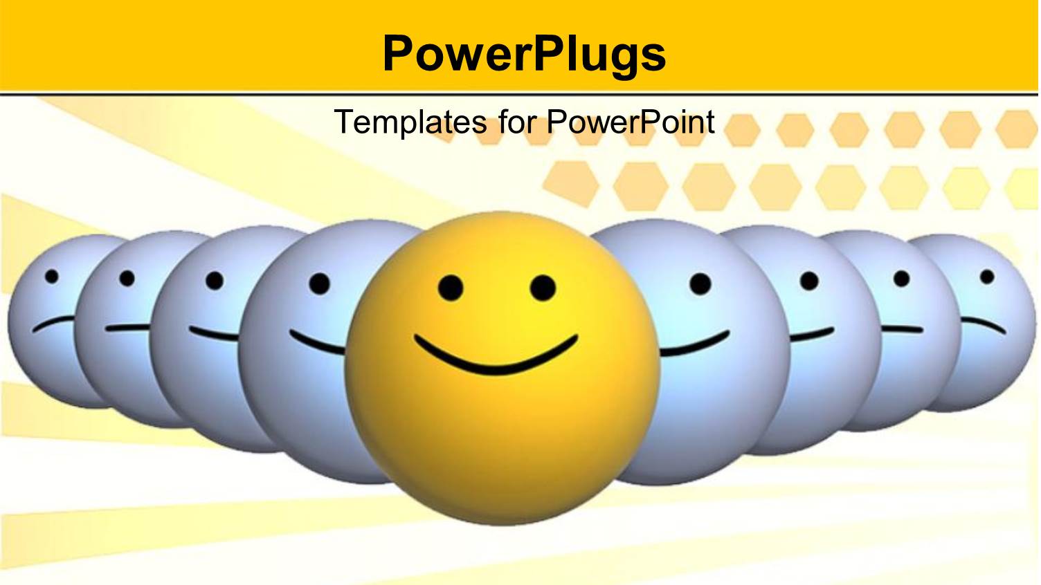 Yellow Smiley Head Leading White Smiley Heads on Cool Background