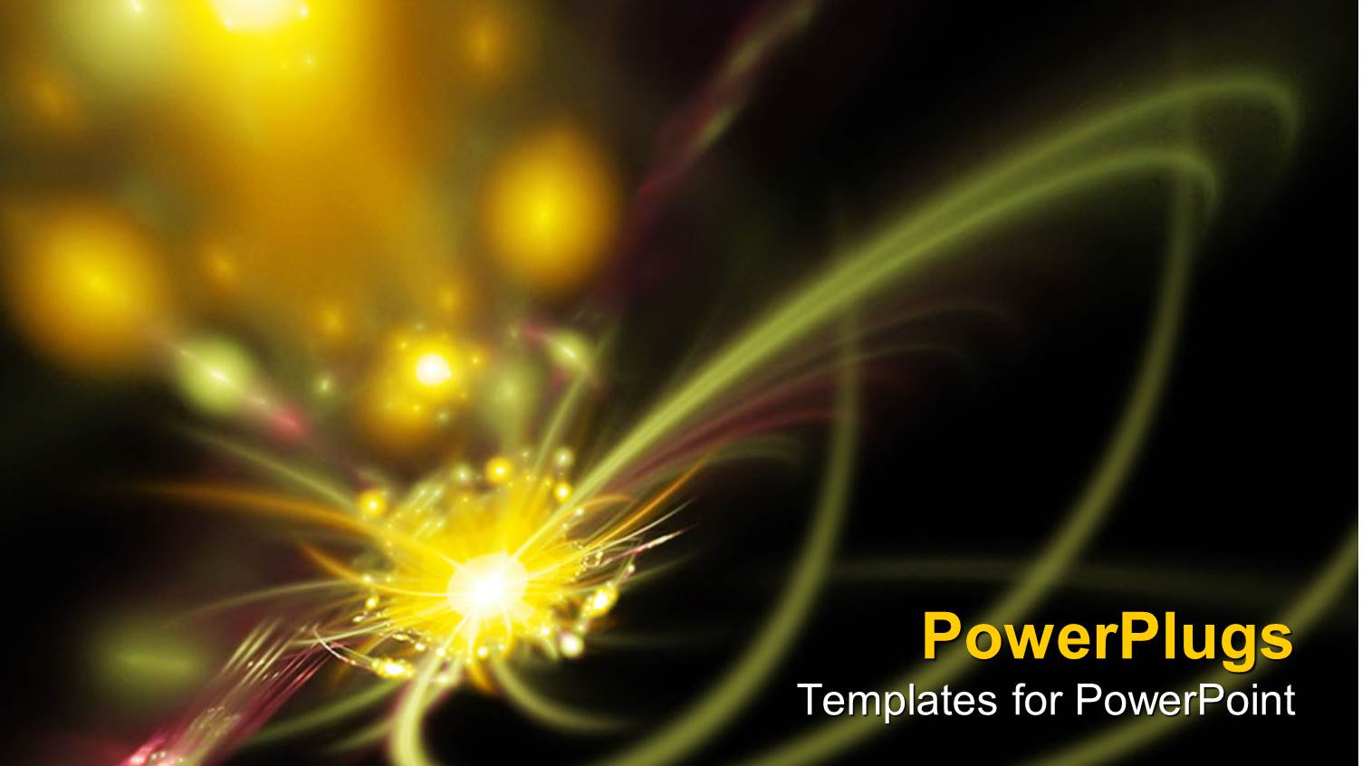 Yellow Sparks with Light Streaks on Black Background, Abstract Fractal  Space Art