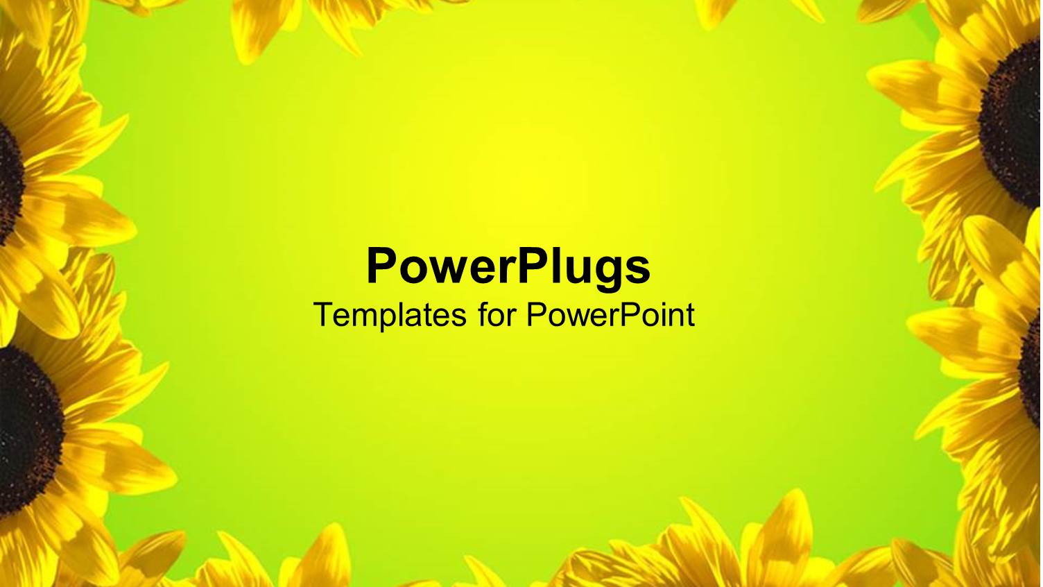 Yellow Sunflower Frame Around Green Background,