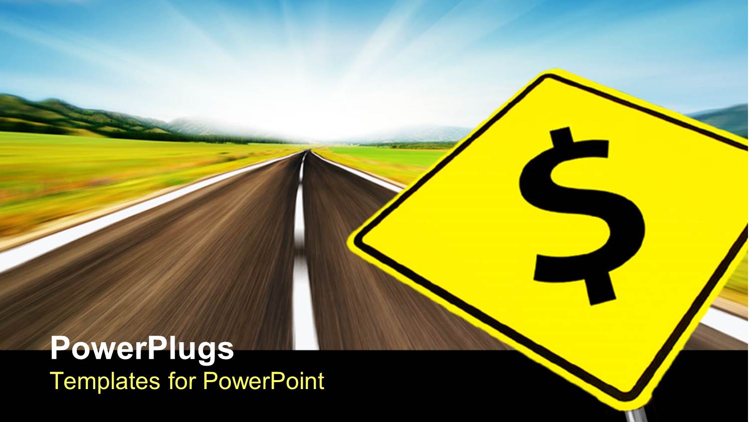 Yellow Traffic Sign with Dollar Symbol on Highway