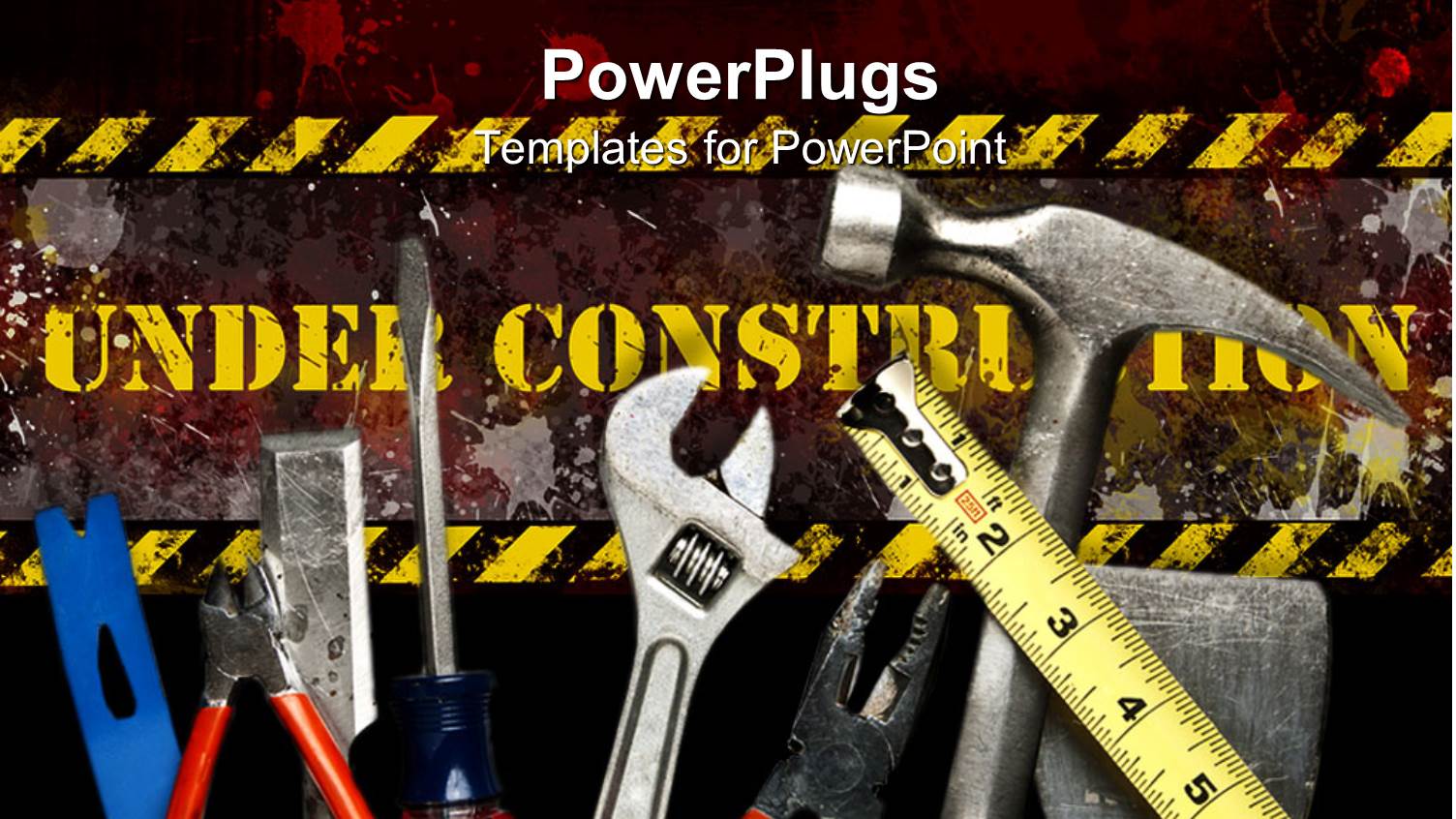 Yellow Under Construction Sign Behind Tool Collection