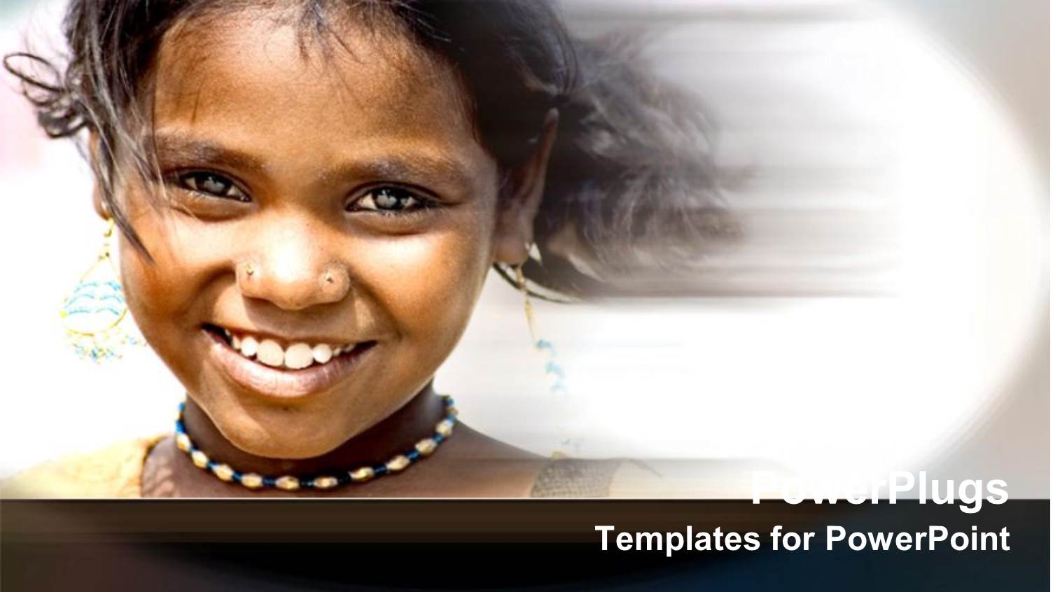 Young African Girl Smiling Happily Over a  Blurry Background