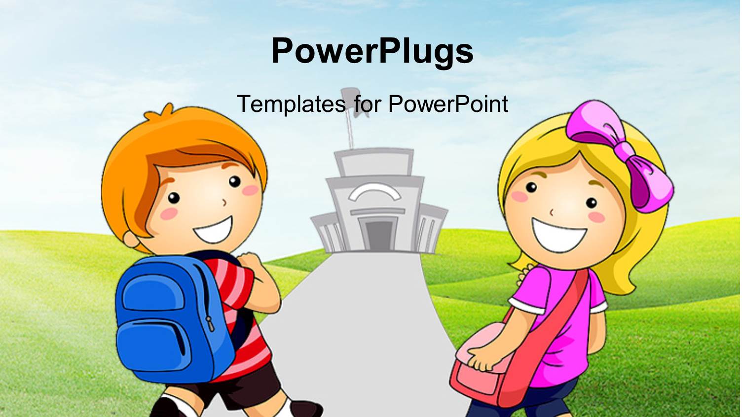 Young Boy and Girl Going to School