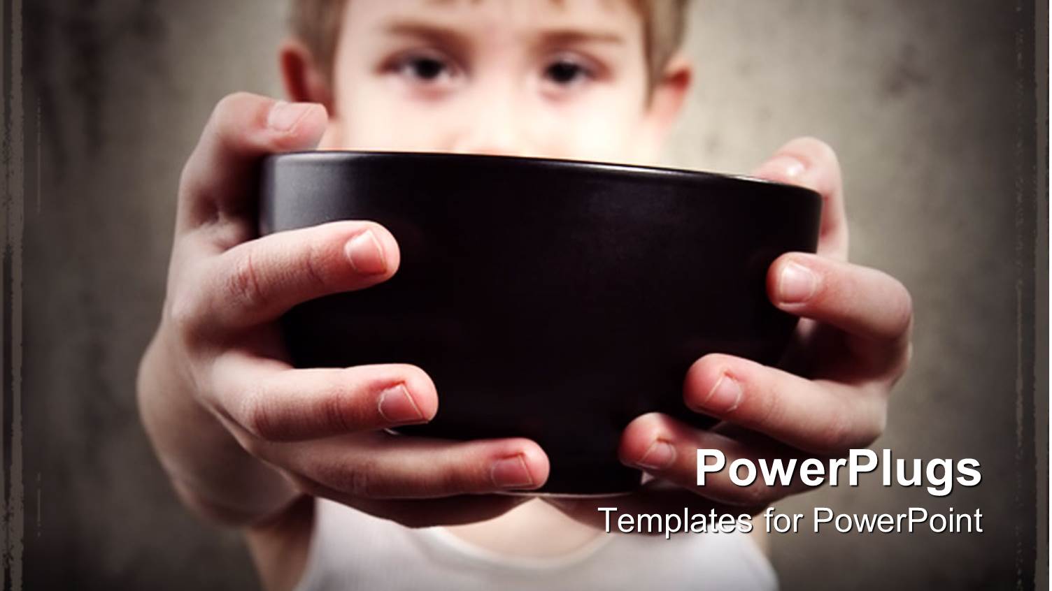 Young Boy Holding Bowl in Outstretched Hands