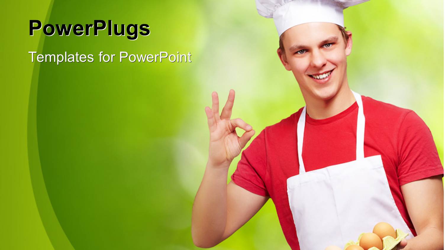 Young Cook Man Holding an Egg Box and Doing a Good Gesture Over a Nature Background