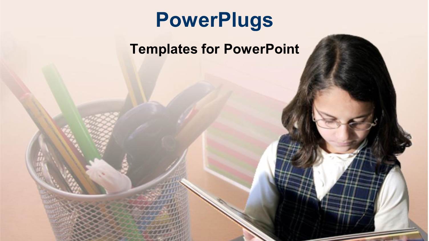 a Young Girl on Glasses Reading a Wide Book