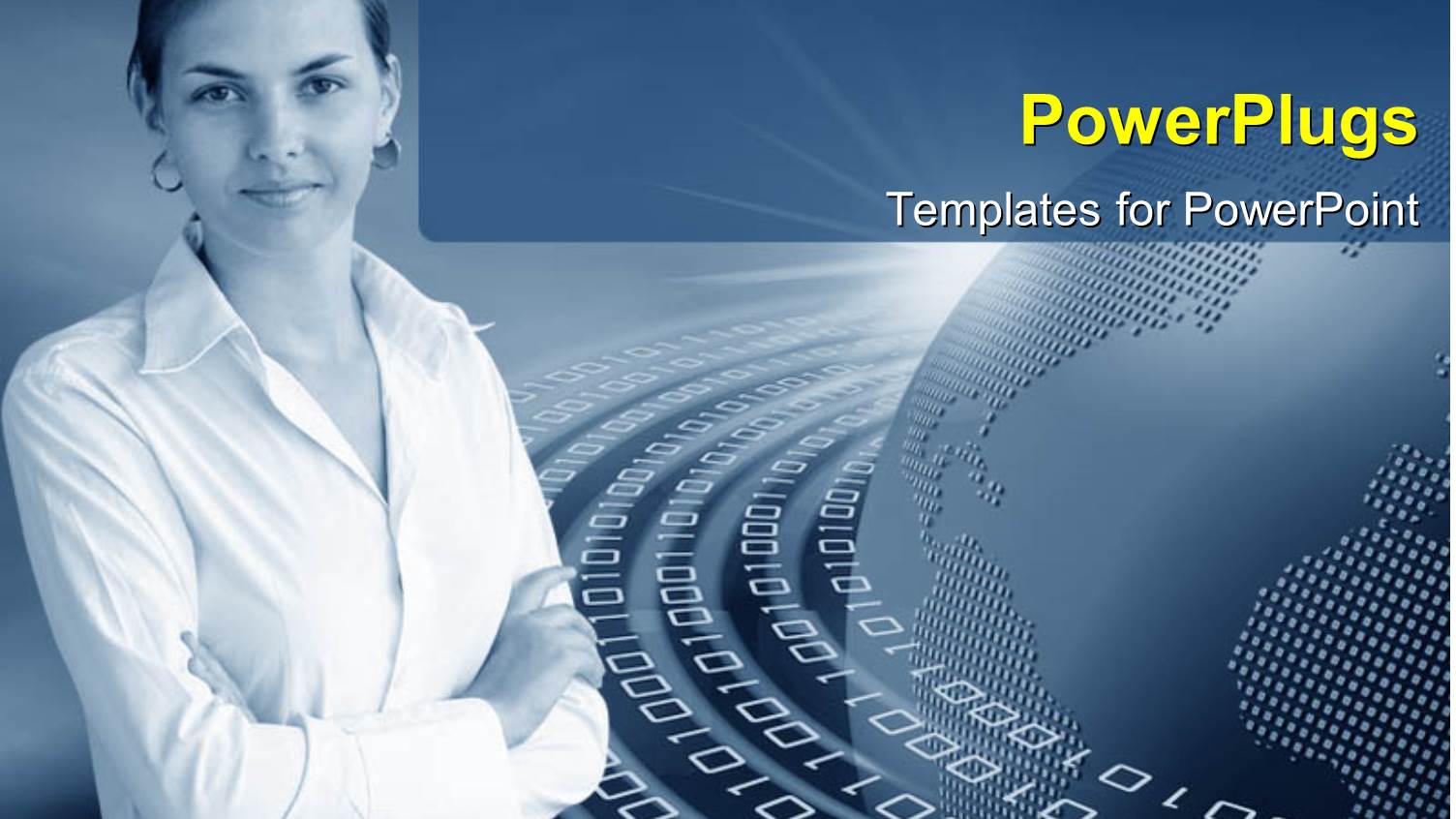 Young Lady Over Grey Background with Binary Numbers Around Earth Globe