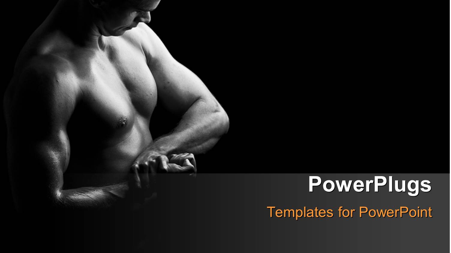 Young Male Bodybuilder Flexing his Muscles Over Dark Background