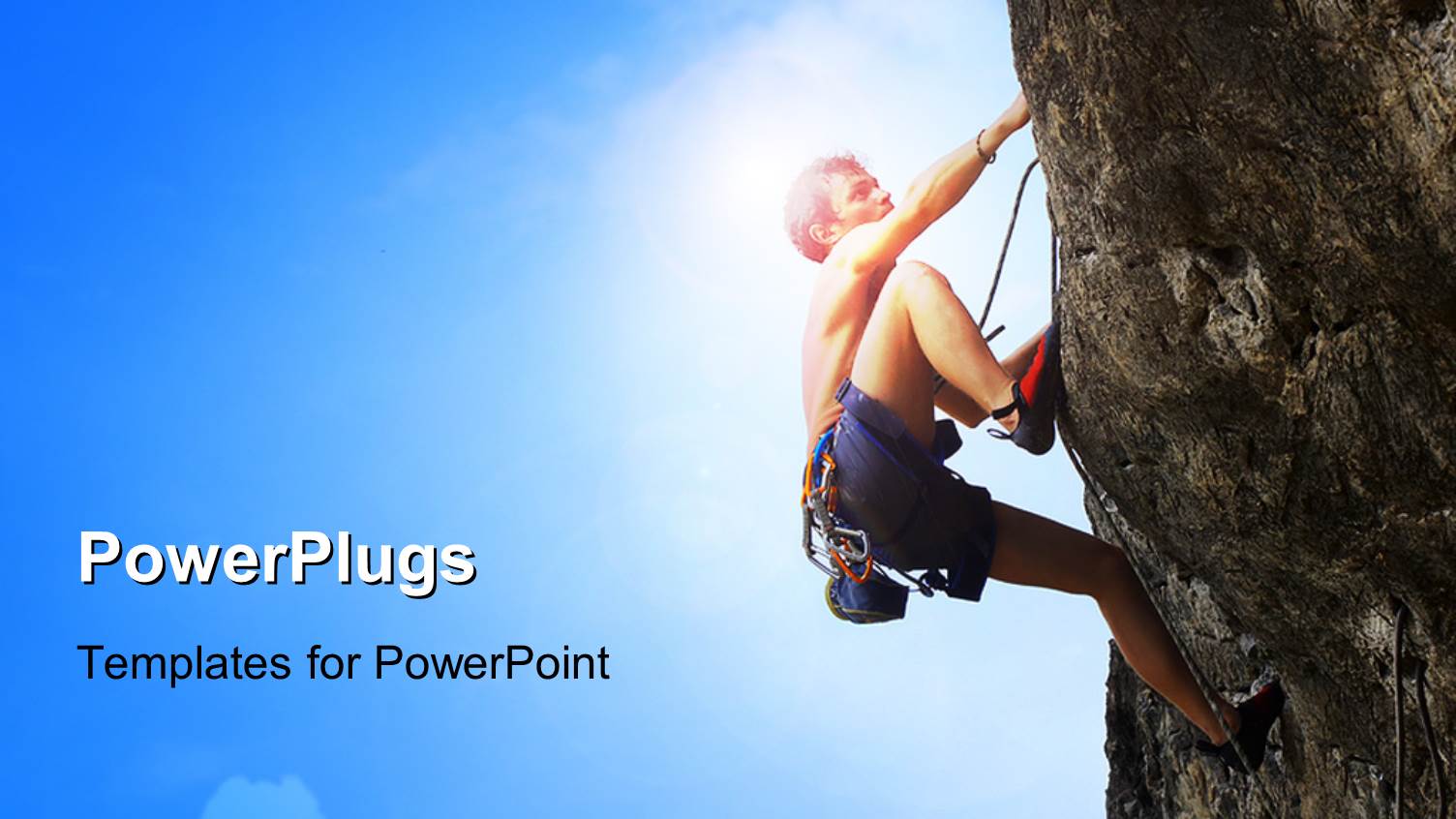 a Person Climbing the Mountain with Bluish Background