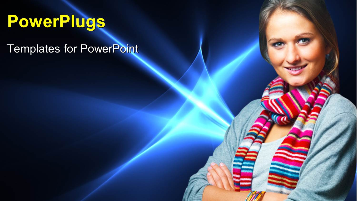 a Young Pretty Lady Smiling on a Blue Background