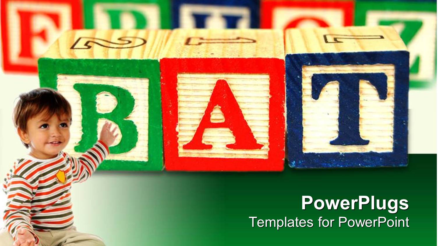 Young Pretty Smiling Baby Pointing at Multi Colored Blocks