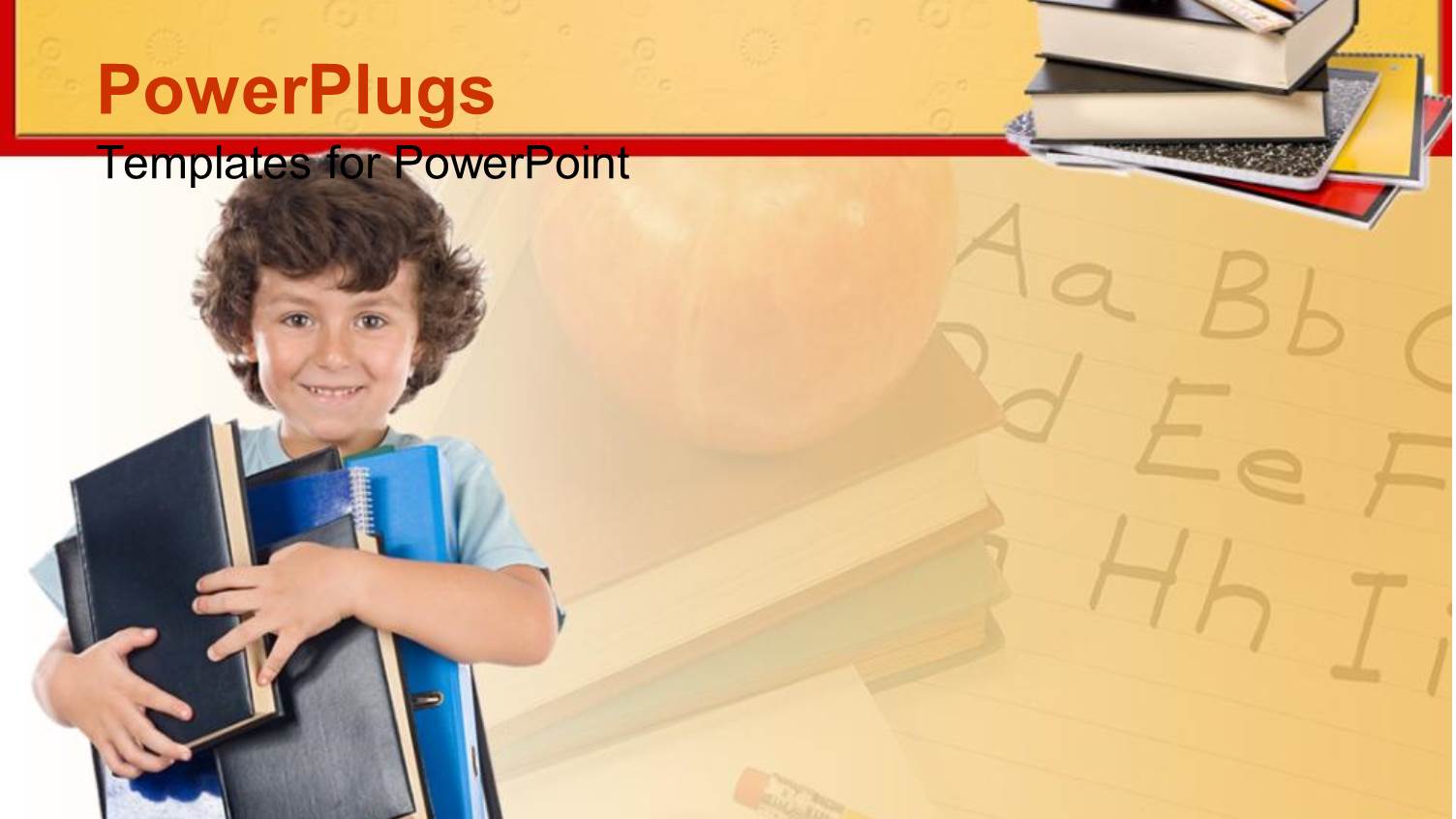 Young School Kid Holding Lots of Books and Smiling