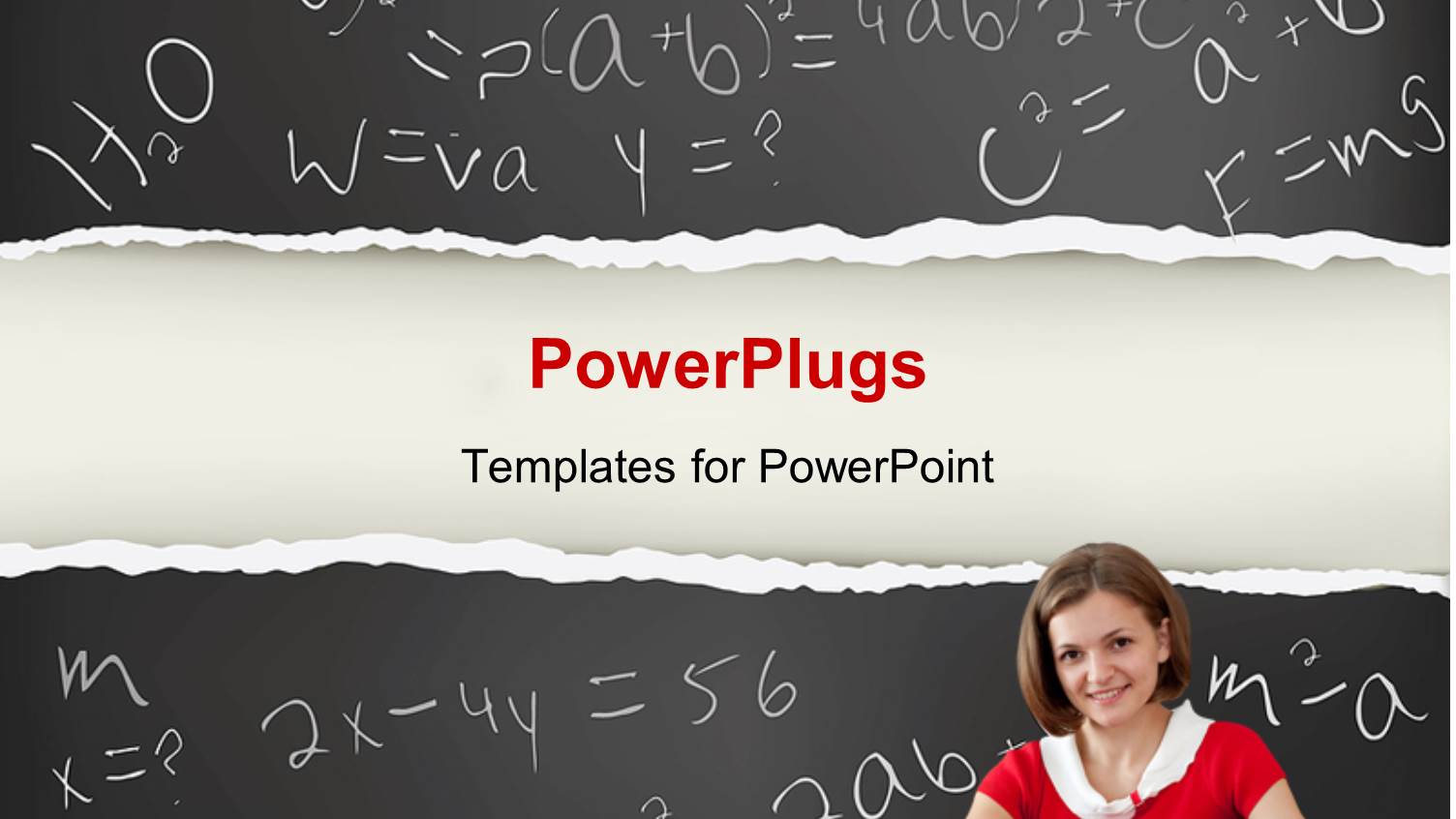 Young Smiling Teacher with STUDY Letters and Blackboard in the Background