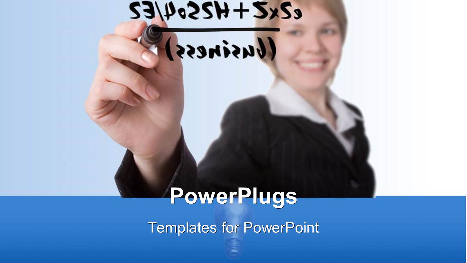 Young Woman Smiling as she Writes Formula of Success in Black Ink