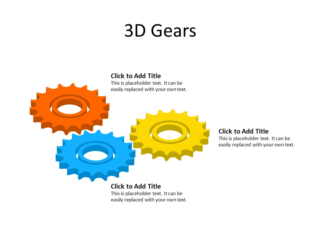 PowerPoint Slide - Gear Diagram - 3 Gears - Multicolor