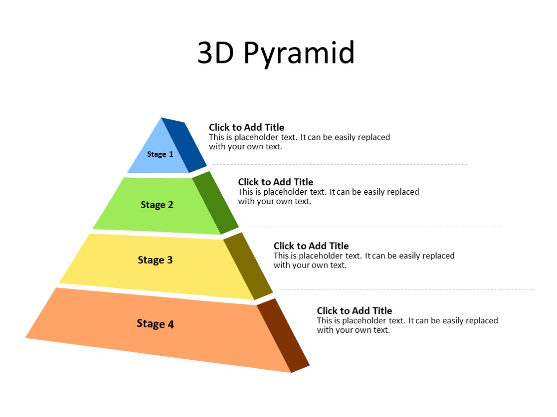 PowerPoint Slide - 3D Pyramid - 4 Steps - Multicolor