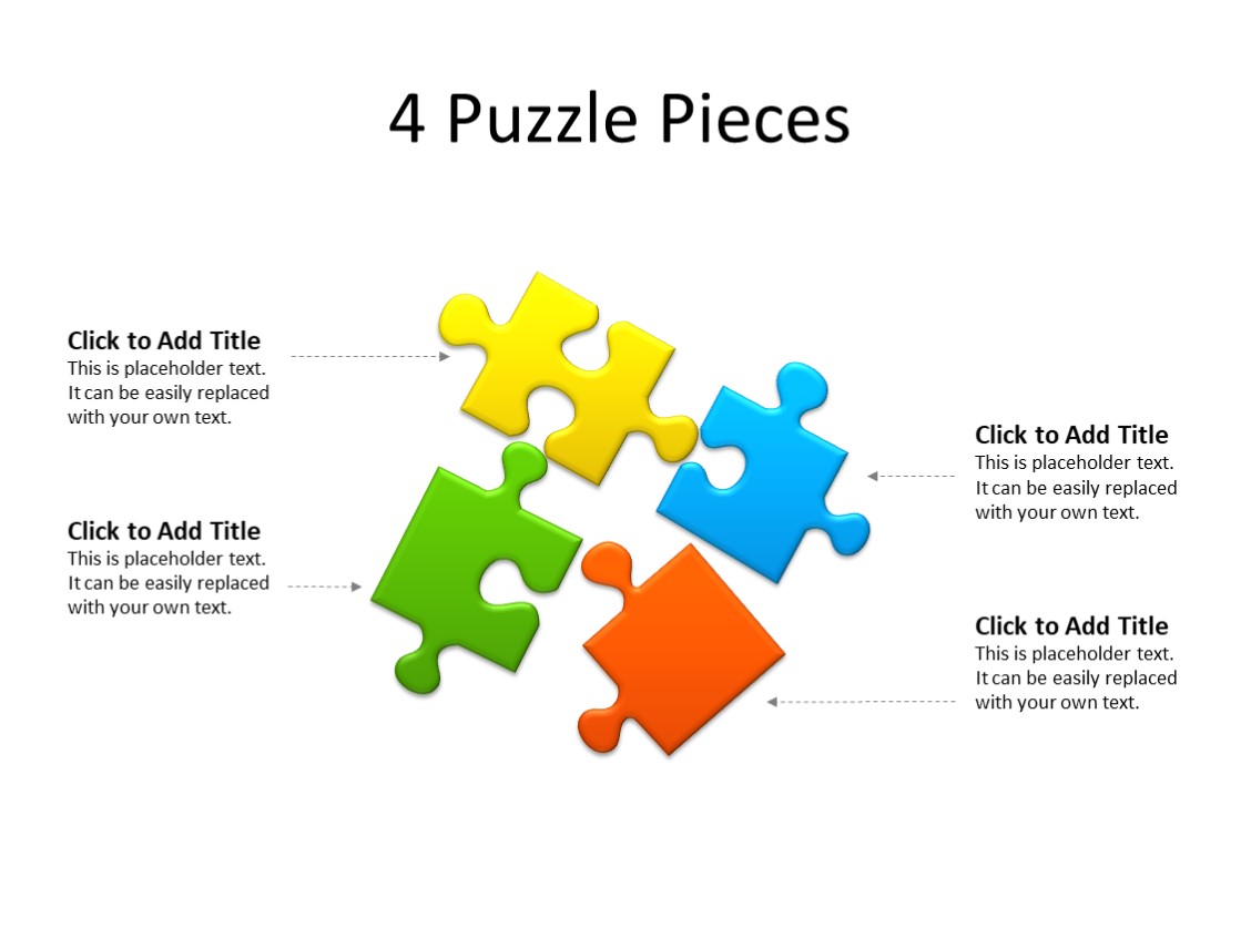 PowerPoint Slide - Puzzle Diagram - 4 Puzzles - Multicolor