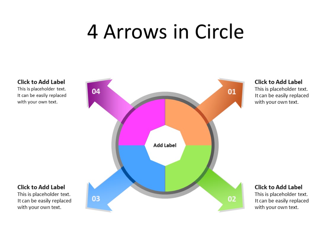 PowerPoint Slide - Arrow Diagram - 4 arrows - Multicolor