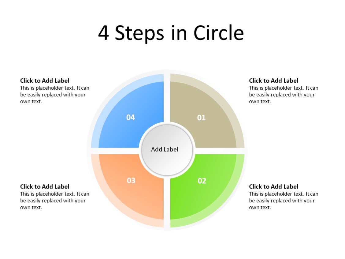 PowerPoint Slide - Steps Diagram - 4 quadrants - Multicolor