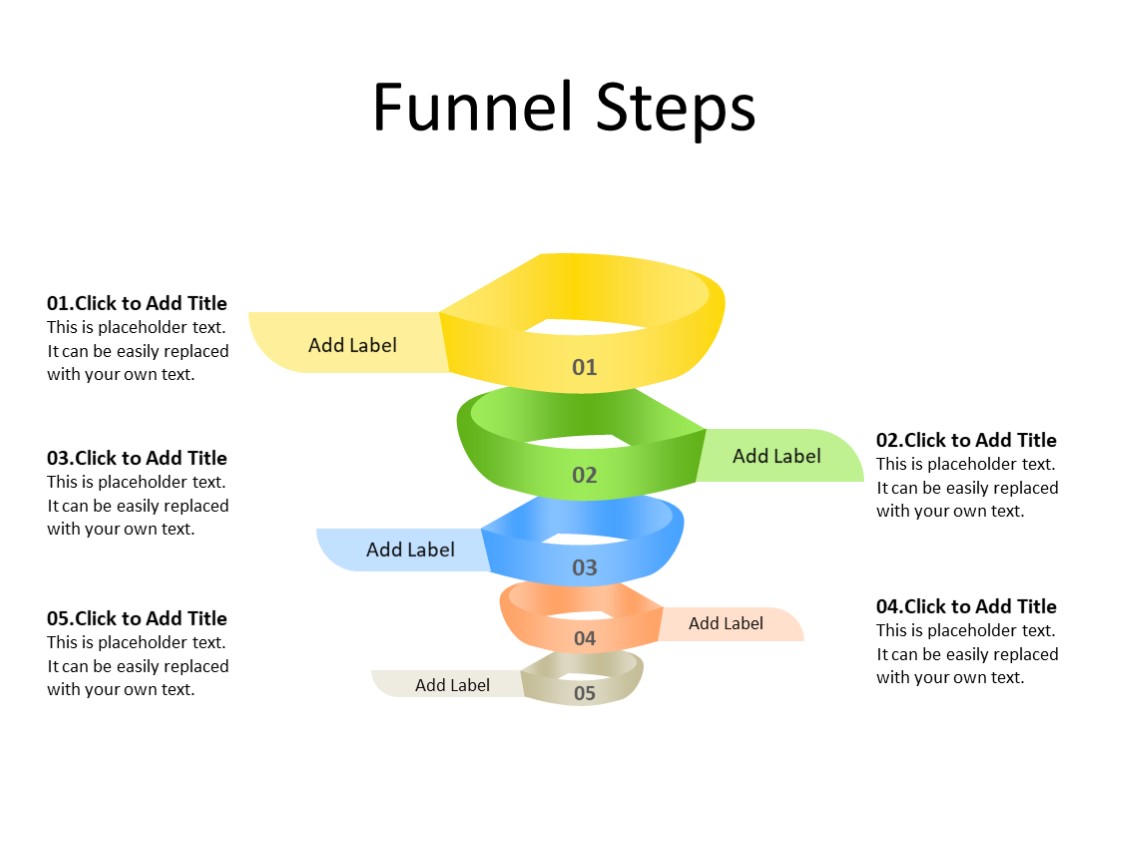 PowerPoint Slide - Funnel Diagram - 5 steps - Multicolor