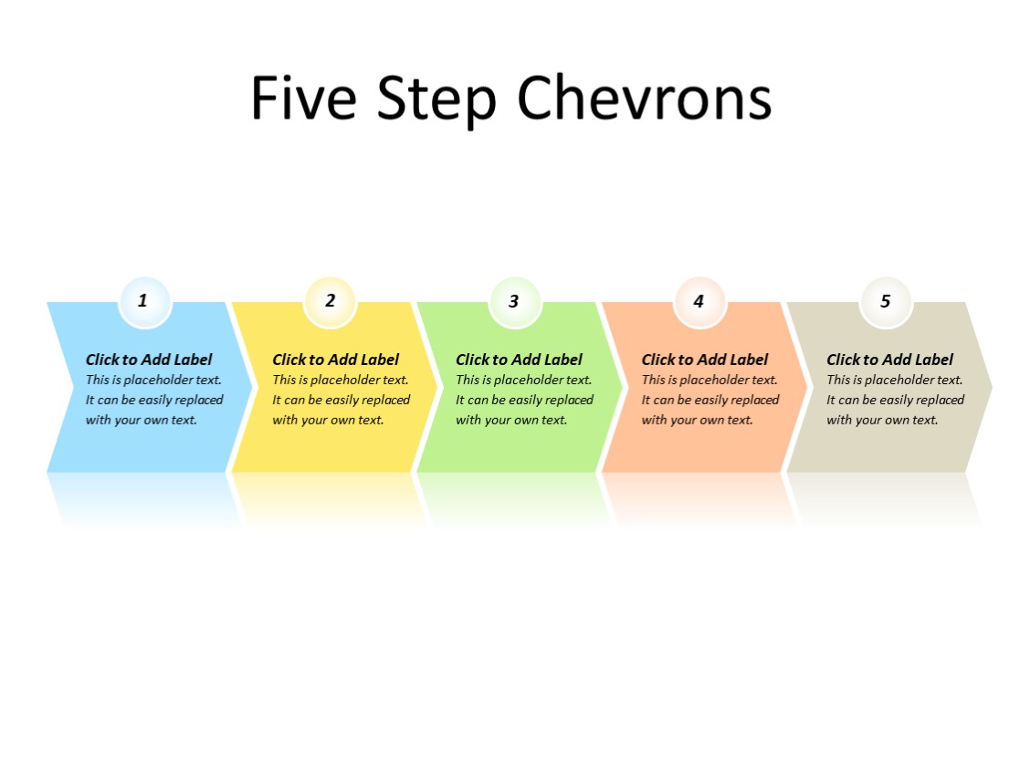 PowerPoint Slide - Chevrons - 5 Chevrons - Multicolor