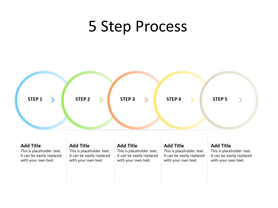 PowerPoint Slide - Steps Diagram - 5 steps - Multicolor