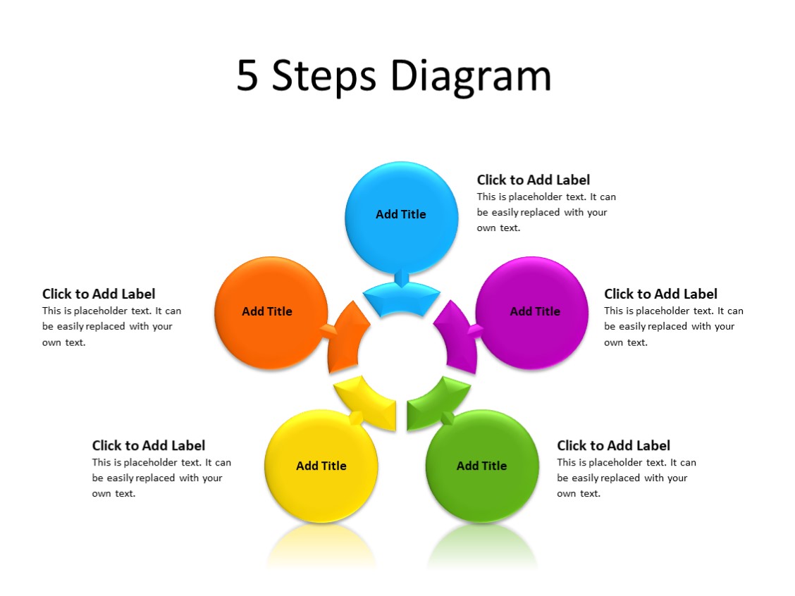 PowerPoint Slide - Steps Diagram - 5 steps - Multicolor