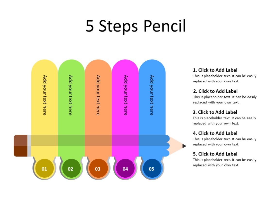 PowerPoint Slide - Steps Diagram - 5 steps - Multicolor