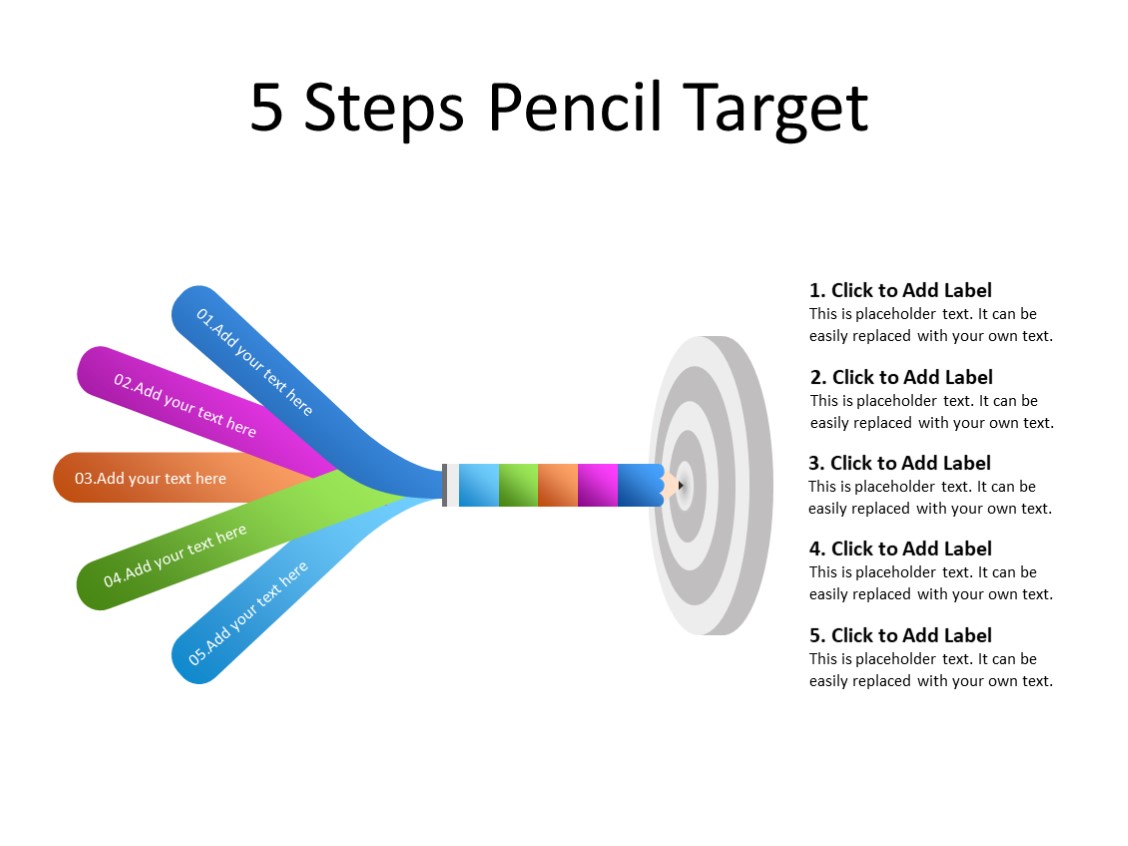 PowerPoint Slide - Steps Diagram - 5 steps - Multicolor