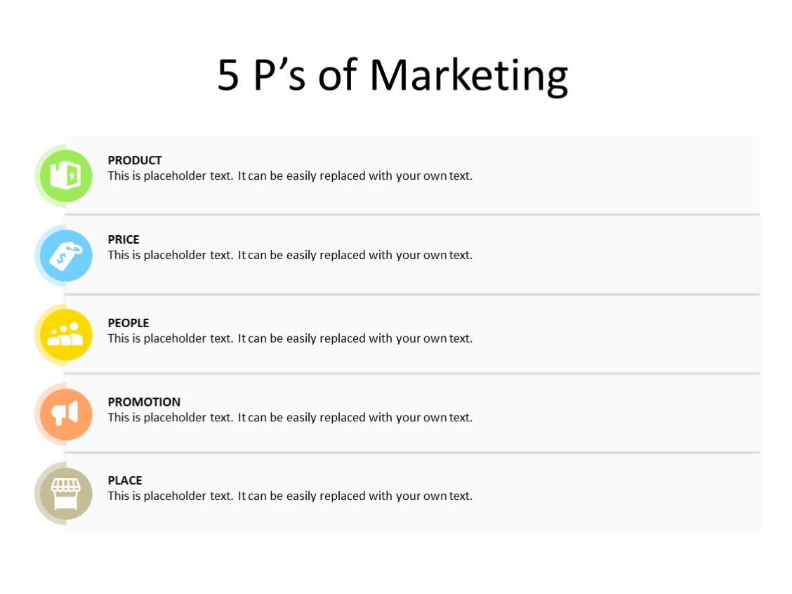 PowerPoint Slide - Marketing Diagram - 5 facets - Multicolor