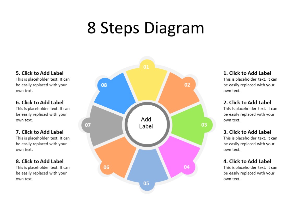 PowerPoint Slide - Steps Diagram - 6 sectors - Multicolor