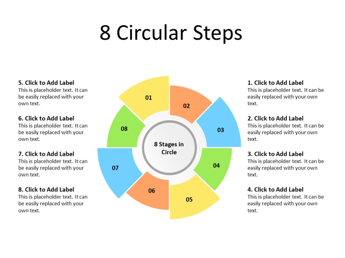 PowerPoint Slide - Circular Steps - 8 sections - Multicolor