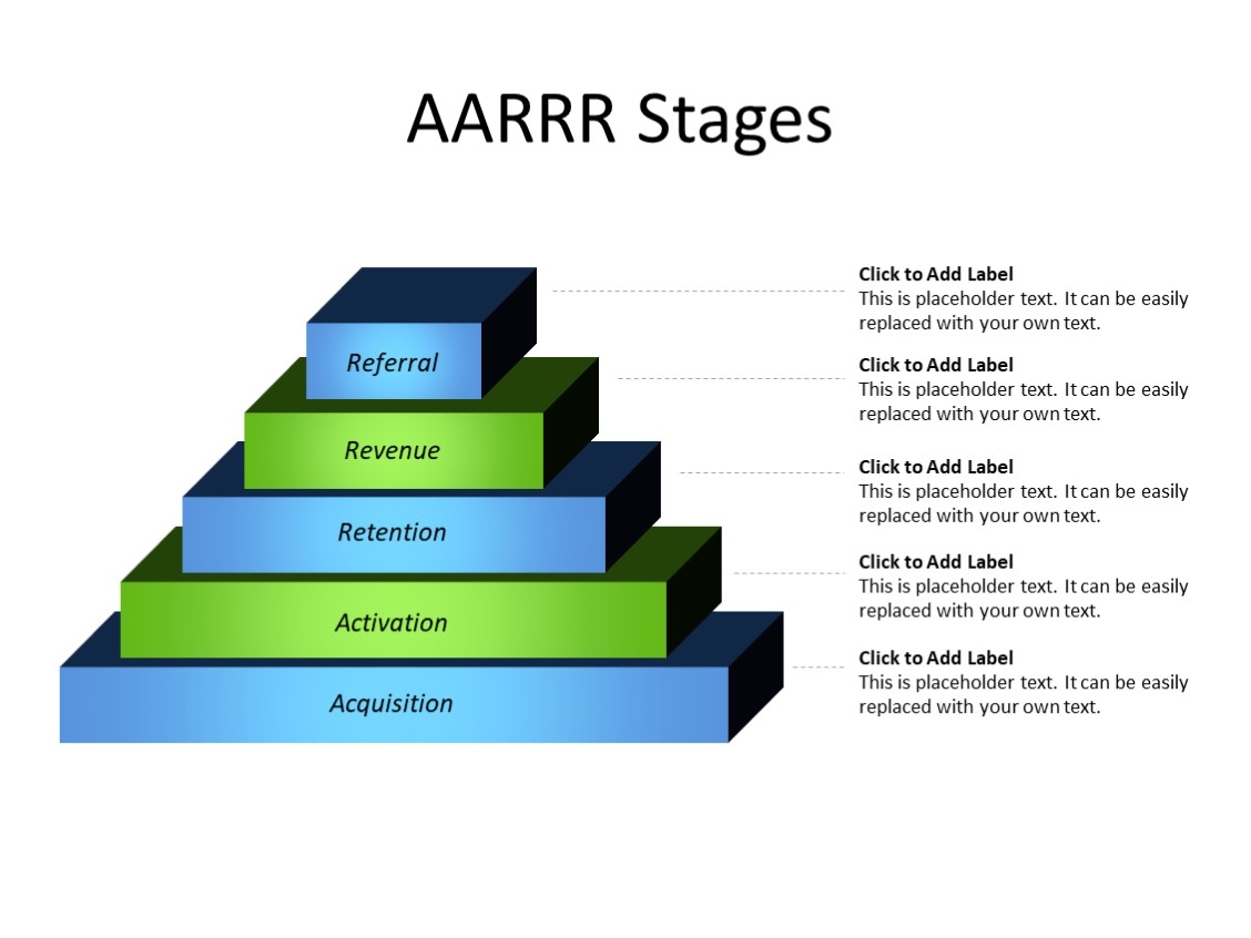 PowerPoint Slide - Stage Diagram - 5 stairs - Multicolor